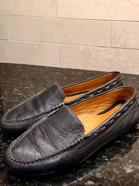 Martin Dingman Black Pebbled Leather Driving Loafers